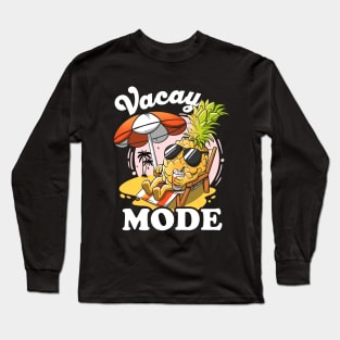 Vacay Mode On Pineapple Sunset Aloha Funny Vacation Mode On Long Sleeve T-Shirt